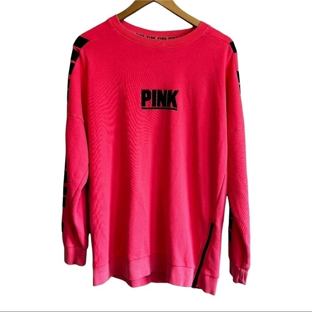PINK Victoria Secret Campus Crew Side Zip Pullover Size S